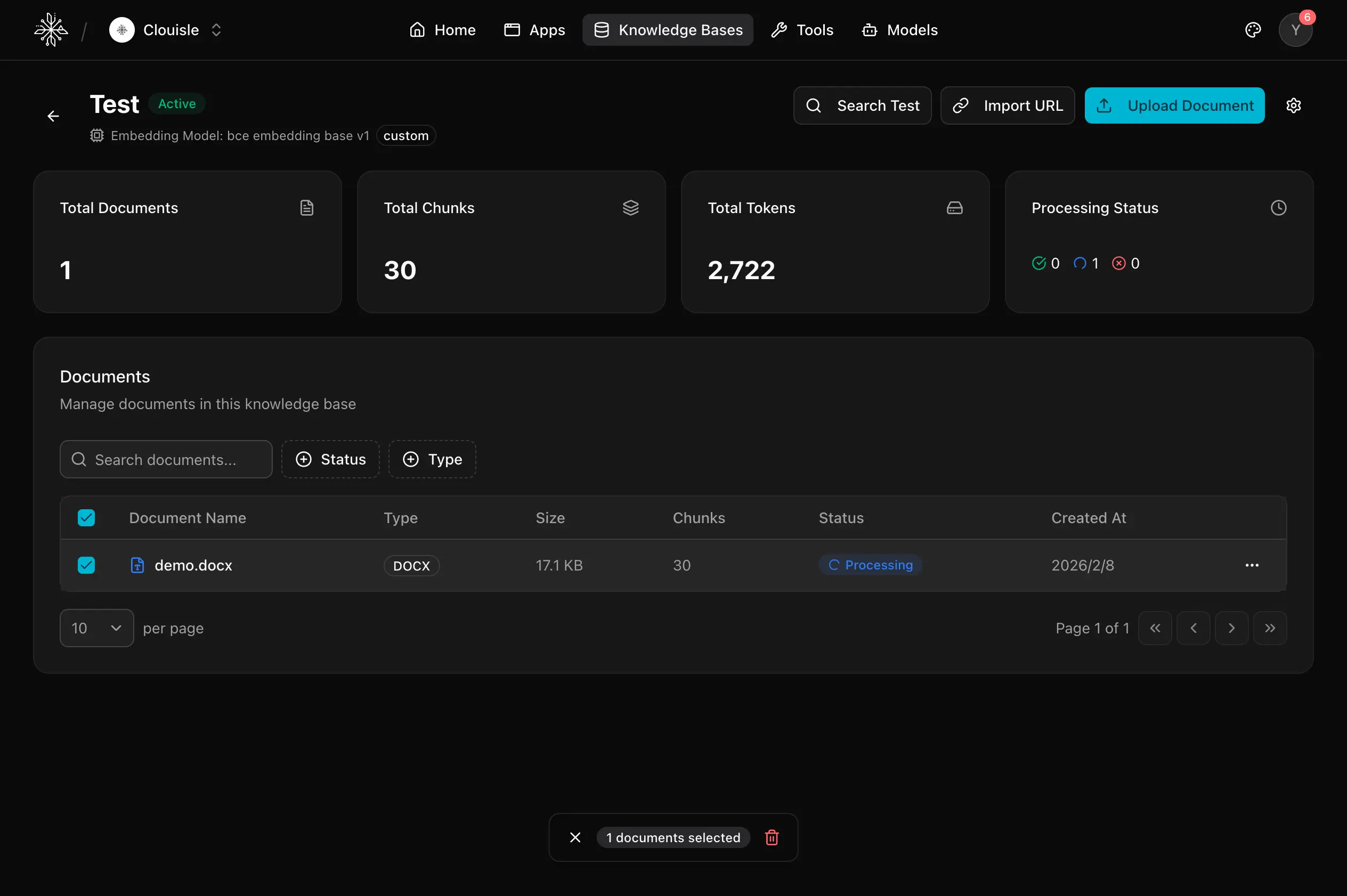 Knowledge base index